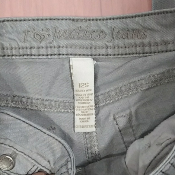 Justice Jeans Girl Gray Jeans Sz 12 S - Picture 4 of 7